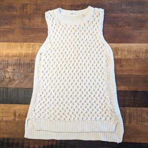 T Tahari White Mesh Pointelle Chunky Weight Sweater Tank, Size Small